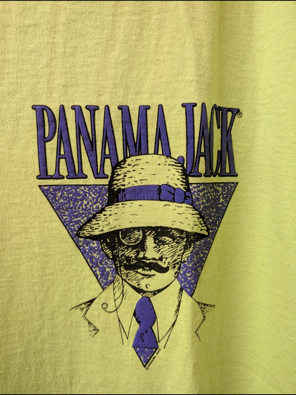 Vintage Panama Jack Men’s Neon Green Graphic Single Stitch T-Shirt